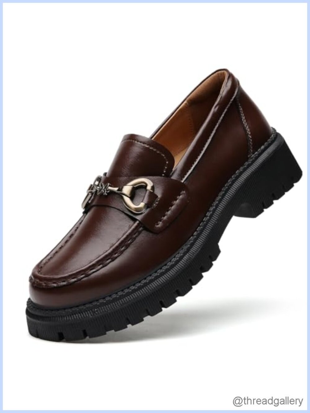 Chunky Platform Loafers Womens Penny Round Toe Leather Comfort Shoes